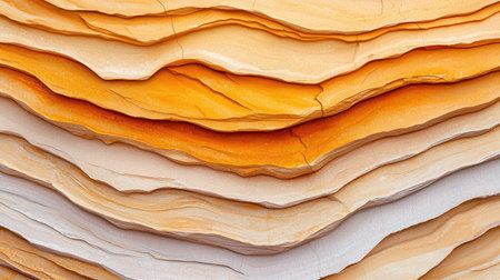 Textured layers of colorful sedimentary rock formations.の素材