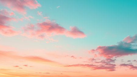 Soft pastel sky with delicate cloud wisps, blending seamlessly into a dreamy gradientの素材
