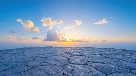 Landscape of hardened lava rock formations stark textures serene yet ominous mood golden hour light panoramic shotの素材