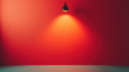 Gradient background blending fiery oranges and deep reds dramatic and passionate tone creative studio spotlight illumination angled view, Realistic Photoの素材