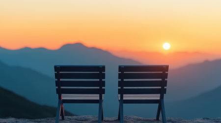Soft gradient background in tranquil blues ethereal and dreamy quality peaceful nature setting golden hour sunlight panoramic view, Realistic Photoの素材