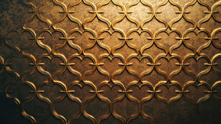 Brushed gold metallic backdrop with intricate textures warm ambient lighting moody atmosphere close-up angle dark studio, Realistic Photoの素材