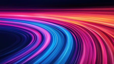 Abstract light trails from moving cars vibrant colors energetic city vibe long exposure shot capturing movement., Realistic Photoの素材