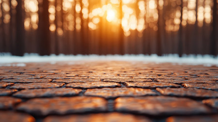 Hammered bronze surface with natural textures earthy and organic vibe warm golden hour light eye-level angle forest backdrop, Realistic Photoの素材