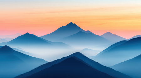 Thick clouds creating a dramatic backdrop strong mood chiaroscuro lighting distant view of mountains, Realistic Photoの素材