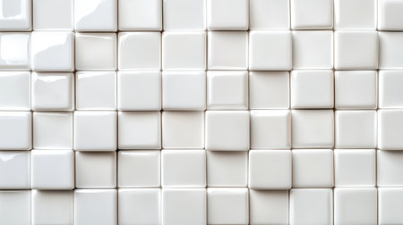 Glossy white squares arranged in dynamic composition subtle textures shining modern tech vibe side lighting close-up shotの素材