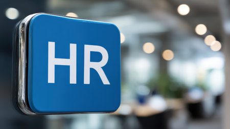 Bright and Modern Human Resources Sign in Stylish Office Space with Blurred Background and Soft Lighting for Corporate Environmentの素材