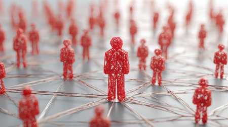 Connected Individuals in a Network of Relationships Representing Social Interactions and Community Engagement for Digital Communication Conceptsの素材