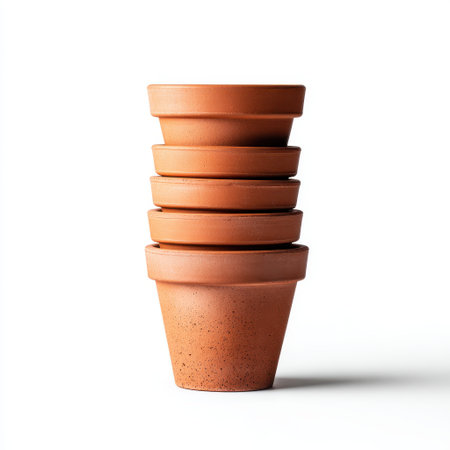Stacked Terracotta Plant Pots for Gardening Enthusiasts, Perfect for Indoor and Outdoor Planting, Minimalist Style, Ideal for Any Home Decorの素材