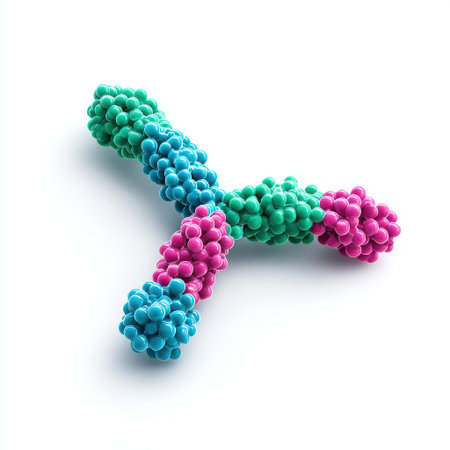 Colorful Molecular Structure Representing Complex Biological Processes in Scientific Research and Education, Ideal for Educational Materials and Presentationsの素材