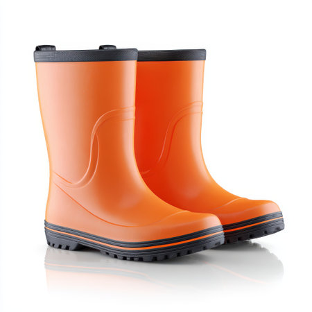 Bright Orange Rubber Boots for Wet Weather Activities, Gardening, Construction, and Outdoor Use, Featuring Durable Design and Non-Slip Solesの素材