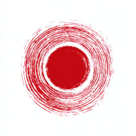 Abstract Red Circle on White Background Representing Minimalism and Creativity in Modern Art Design for Interior Decor and Graphic Projectsの素材