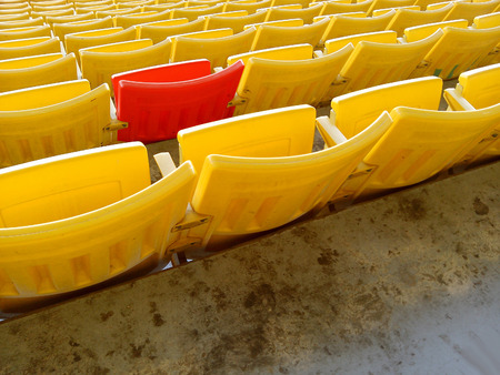 Red chair in yellowの写真素材