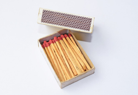 The match box and matches isolated on white backgroundの写真素材