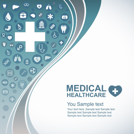 Medical Health care background  circle icons to become heart and wave lineのイラスト素材