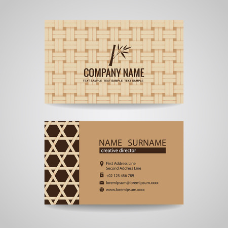 business card brown bamboo weave sheets texture backgroundのイラスト素材