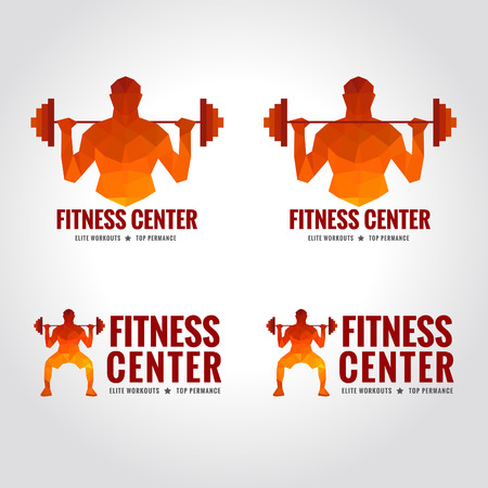Fitness center logo Men's muscle strength and weight liftingのイラスト素材