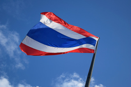 Thai flag  on top flagstaff and sky background