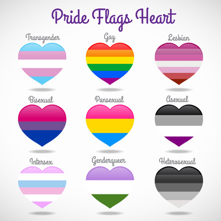 Pride flags heart signs 9 style vecter designのイラスト素材
