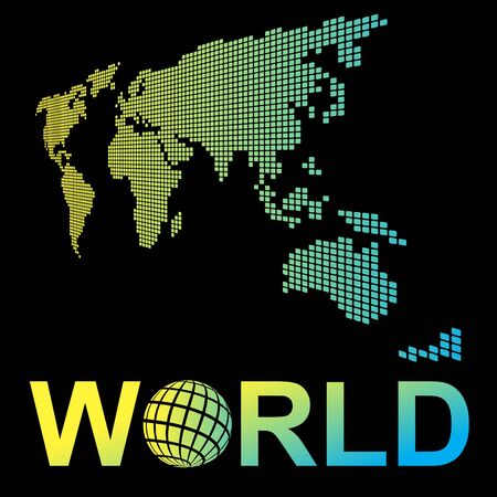 Map World mosaic  perspective and word worldのイラスト素材