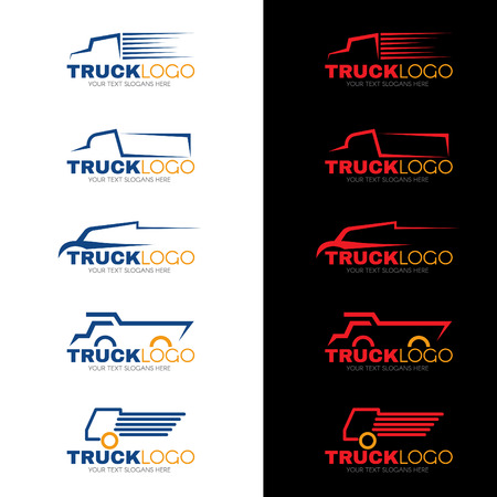 5 style blue red and yellow truck vector designのイラスト素材