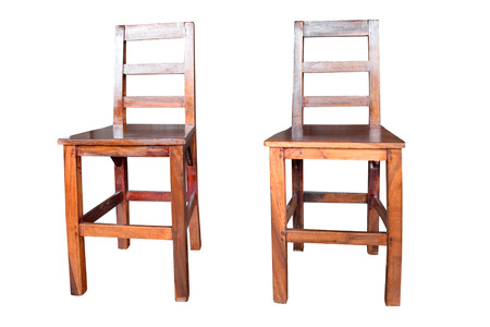 2 wooden chair isolate on white backgroundの写真素材