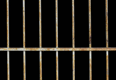 Steel Cage have rust isolate on black backgroundの写真素材