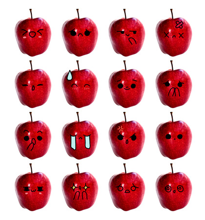 emoticon cute face - The Red apple isolate on white backgroundの写真素材