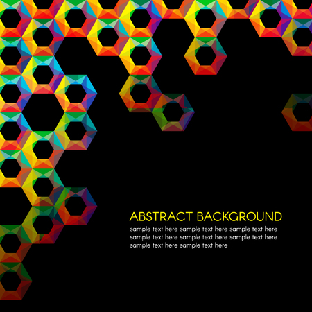 Rainbow hexagonal holes vector on black backgroundのイラスト素材