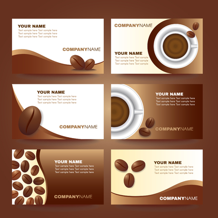coffee business card template vector set designのイラスト素材