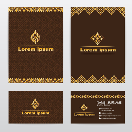 Lai Thai pattern brown abstract backgroundのイラスト素材