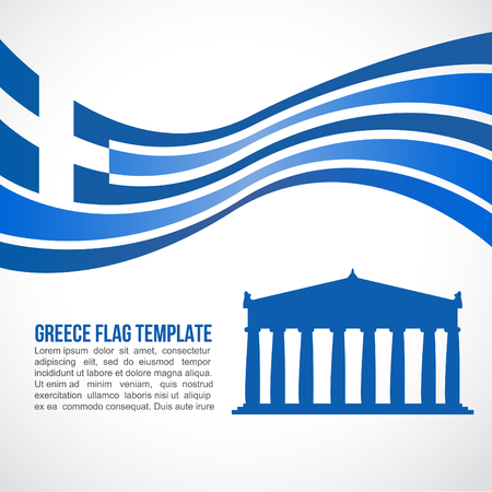 Greece flag wave and Acropolis , Athensのイラスト素材