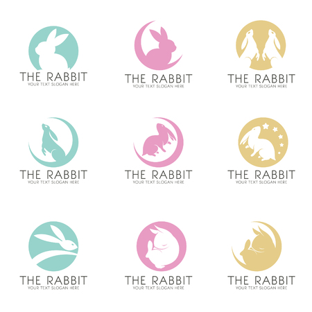 The Rabbit on the moon logo vector set designのイラスト素材