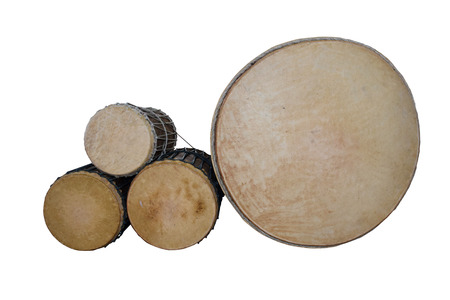 Puja Drum lanna set isolate on white background