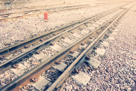 Railway or railroad tracks for train transportation vintage style