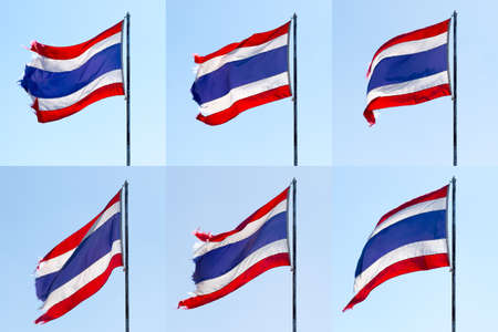 Thailand flag flying on top flagstaff setの写真素材