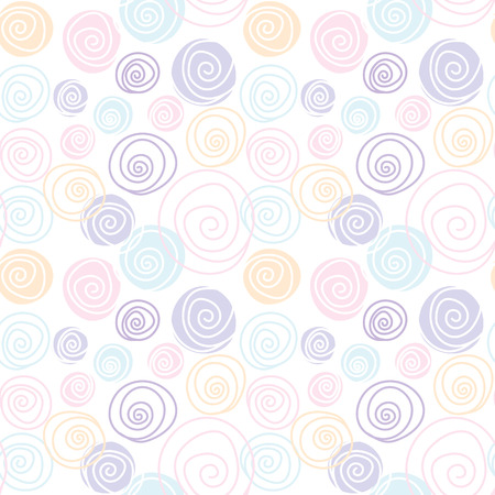 Circle flora line draw soft pastel pattern seamless designのイラスト素材