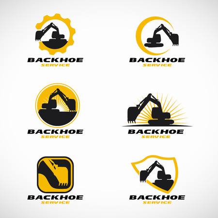 Yellow and black Backhoe logo vector set designのイラスト素材