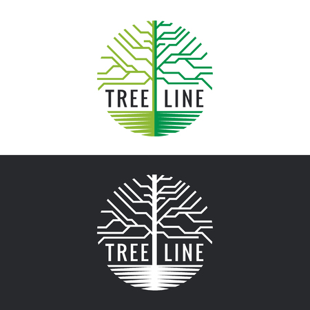 Tree line circle art designのイラスト素材