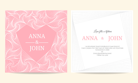 Wedding card - spiral line heart frame vintage vector template designのイラスト素材