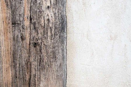 Close up wood and cement wall for texture backgroundの写真素材