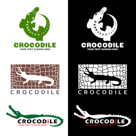 Crocodile and crocodile texture logo vector set designのイラスト素材