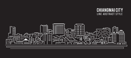 Cityscape Building Line art Illustration design - Chiangmai cityのイラスト素材