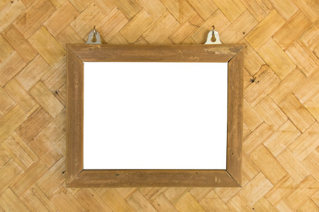 white space picture in bamboo frame in Bamboo woven wallsの写真素材
