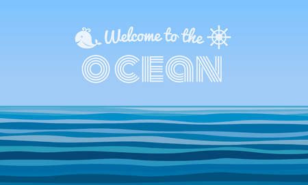 welcome to the Ocean text on blue water waves abstract background vector designのイラスト素材