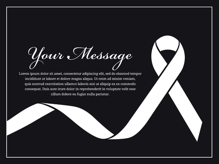 Funeral card - White ribbon and place for text vector designのイラスト素材