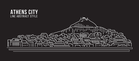 Cityscape Building Line art Vector Illustration design - Athens cityのイラスト素材