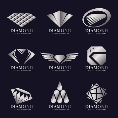Silver Diamond logo vector illustration set designのイラスト素材