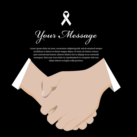 Funeral Grief Etiquette with respect hand and White ribbon sign and place for text vector designのイラスト素材