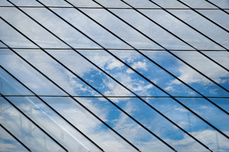 Glass roof Mirror Reflection On Sky and cloudの写真素材